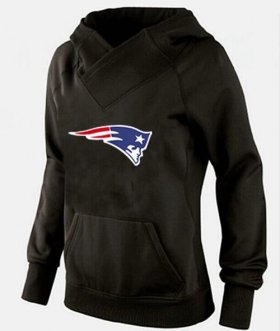 Wholesale Cheap Women\'s New England Patriots Logo Pullover Hoodie Black