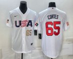 Cheap Men's USA Baseball #65 Nestor Cortes Number 2023 White World Classic Stitched Jerseys