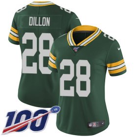 Wholesale Cheap Nike Packers #28 AJ Dillon Green Team Color Women\'s Stitched NFL 100th Season Vapor Untouchable Limited Jersey