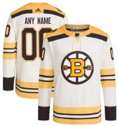 Cheap Men's Boston Bruins Custom Cream 100th Anniversary Stitched Jersey