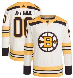 Cheap Men\'s Boston Bruins Custom Cream 100th Anniversary Stitched Jersey