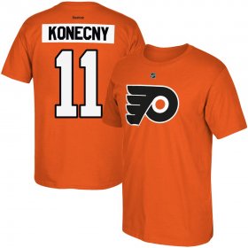Wholesale Cheap Philadelphia Flyers #11 Travis Konecny Reebok Name & Number T-Shirt Orange