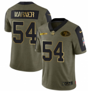 Wholesale Cheap Men's Olive San Francisco 49ers #54 Warner Scarlet 2021 Camo Salute To Service Golden Limited Stitched Jerse
