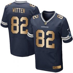 Wholesale Cheap Nike Cowboys #82 Jason Witten Navy Blue Team Color Men\'s Stitched NFL Elite Gold Jersey