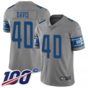 Wholesale Cheap Nike Lions #40 Jarrad Davis Gray Men's Stitched NFL Limited Inverted Legend 100th Season Jersey