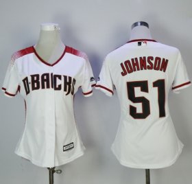 Wholesale Cheap Diamondbacks #51 Randy Johnson White/Brick Home Women\'s Stitched MLB Jersey