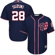 Wholesale Cheap Nationals #28 Kurt Suzuki Navy Blue New Cool Base Stitched MLB Jersey