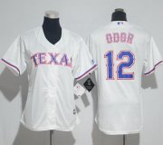 Wholesale Cheap Rangers #12 Rougned Odor White Home Women's Stitched MLB Jersey