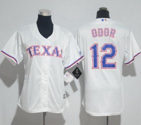 Wholesale Cheap Rangers #12 Rougned Odor White Home Women\'s Stitched MLB Jersey