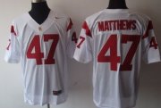 Wholesale Cheap USC Trojans #47 Matthews White Jersey