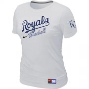 Wholesale Cheap Women's MLB Kansas City Royals White Nike Short Sleeve Practice T-Shirt
