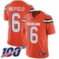 Wholesale Cheap Nike Browns #6 Baker Mayfield Orange Alternate Men's Stitched NFL 100th Season Vapor Limited Jersey