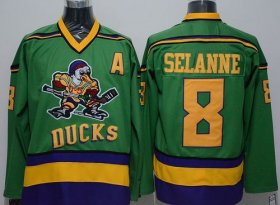 Wholesale Cheap Ducks #8 Teemu Selanne Green CCM Throwback Stitched NHL Jersey