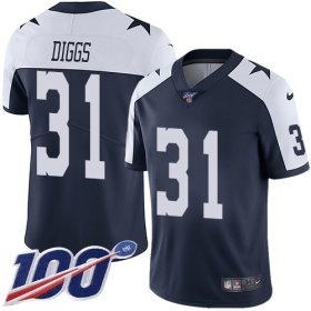 Wholesale Cheap Nike Cowboys #31 Trevon Diggs Navy Blue Thanksgiving Men\'s Stitched NFL 100th Season Vapor Throwback Limited Jersey