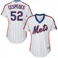 Wholesale Cheap Mets #52 Yoenis Cespedes White(Blue Strip) Alternate Women's Stitched MLB Jersey