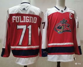 Wholesale Cheap Men\'s Columbus Blue Jackets #71 Nick Foligno Orange 2021 Retro Stitched NHL Jersey