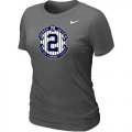 Wholesale Cheap Women's Nike New York Yankees #2 Derek Jeter Official Final Season Commemorative Logo Blended T-Shirt Dark Grey
