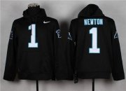 Wholesale Cheap Carolina Panthers #1 Cam Newton Pullover NFL Hoodie Black