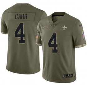 Cheap Men\'s New Orleans Saints #4 Derek Carr Olive Salute To Service Limited Stitched Jersey