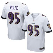 Wholesale Cheap Nike Ravens #95 Derek Wolfe White Men's Stitched NFL New Elite Jersey