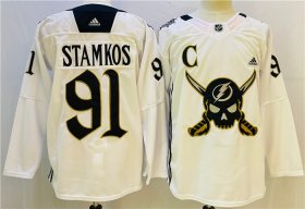 Wholesale Cheap Men\'s Tampa Bay Lightning #91 Steven Stamkos White Stitched Jersey