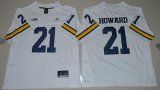 Wholesale Cheap Men's Michigan Wolverines #21 Desmond Howard White Stitched NCAA Brand Jordan College Football Jersey