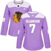 Wholesale Cheap Adidas Blackhawks #7 Brent Seabrook Purple Authentic Fights Cancer Women's Stitched NHL Jersey