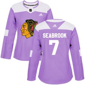Wholesale Cheap Adidas Blackhawks #7 Brent Seabrook Purple Authentic Fights Cancer Women\'s Stitched NHL Jersey