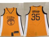 Wholesale Cheap Men's Golden State Warriors #35 Kevin Durant Nike Yellow 2018/19 Swingman Earned Edition Jersey