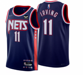 Wholesale Cheap Men\'s Brooklyn Nets #11 Kyrie Irving Navy 2021-22 Swingman City Edition 75th Anniversary Stitched Basketball Jersey