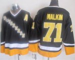 Wholesale Cheap Penguins #71 Evgeni Malkin Black/Yellow CCM Throwback Stitched NHL Jersey