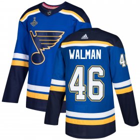Wholesale Cheap Adidas Blues #46 Jake Walman Blue Home Authentic 2019 Stanley Cup Champions Stitched NHL Jersey