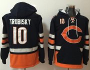 Wholesale Cheap Nike Bears #10 Mitchell Trubisky Navy Blue/Orange Name & Number Pullover NFL Hoodie
