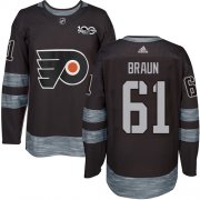Wholesale Cheap Adidas Flyers #61 Justin Braun Black 1917-2017 100th Anniversary Stitched NHL Jersey