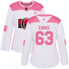 Wholesale Cheap Adidas Senators #63 Tyler Ennis White/Pink Authentic Fashion Women\'s Stitched NHL Jersey