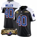 Cheap Men's Buffalo Bills #40 Von Miller Black White 2023 F.U.S.E. AFC East Champions With 4-star C Ptach Football Stitched Jersey