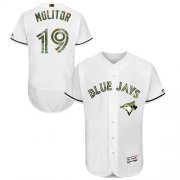 Wholesale Cheap Blue Jays #19 Paul Molitor White Flexbase Authentic Collection Memorial Day Stitched MLB Jersey