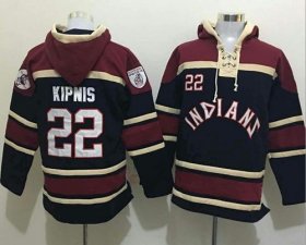 Wholesale Cheap Indians #22 Jason Kipnis Black Sawyer Hooded Sweatshirt MLB Hoodie