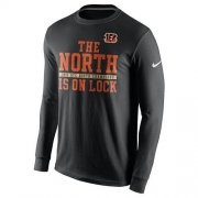 Wholesale Cheap Men's Cincinnati Bengals Nike Black 2015 AFC North Division Champions Long Sleeves T-Shirt