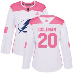 Cheap Adidas Lightning #20 Blake Coleman White/Pink Authentic Fashion Women\'s Stitched NHL Jersey