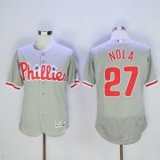 Wholesale Cheap Phillies #27 Aaron Nola Grey Flexbase Authentic Collection Stitched MLB Jersey