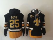 Wholesale Cheap Men's New Orleans Saints #25 Reggie Bush NEW Black Pocket Stitched NFL Pullover Hoodie