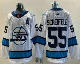 Cheap Men\'s Winnipeg Jets #55 Mark Scheifele White 2022 Reverse Retro Stitched Jersey