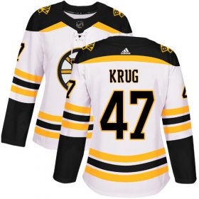 Wholesale Cheap Adidas Bruins #47 Torey Krug White Road Authentic Women\'s Stitched NHL Jersey
