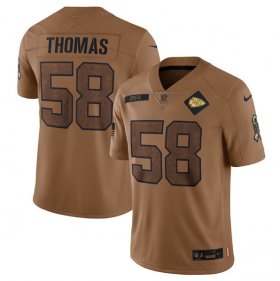 Wholesale Cheap Men\'s Kansas City Chiefs #58 Derrick Thomas 2023 Brown Salute To Service Limited Football Stitched Jersey