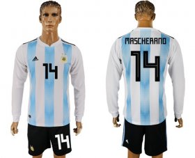 Wholesale Cheap Argentina #14 Mascherano Home Long Sleeves Soccer Country Jersey