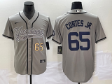 Wholesale Cheap Men's New York Yankees #65 Nestor Cortes Jr Number Grey With Patch Cool Base Stitched Baseball Jersey