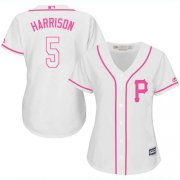 Wholesale Cheap Pirates #5 Josh Harrison White/Pink Fashion Women's Stitched MLB Jersey