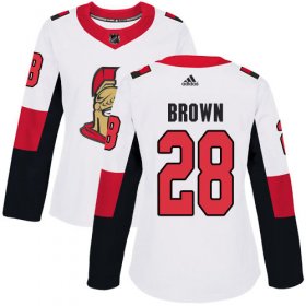 Wholesale Cheap Adidas Senators #28 Connor Brown White Road Authentic Women\'s Stitched NHL Jersey