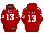 Cheap Men's San Francisco 49ers #13 Brock Purdy Red Super Bowl LVIII Alternate Pullover Hoodie